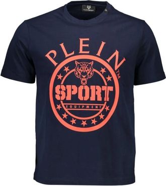 Plein Sport Katoenen T-shirt met korte mouwen - Heren - Sportshirts - Blauw - XL - Katoen - Fitness