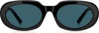 Marc Jacobs 53mm Oval Sunglasses in Black/Blue at Nordstrom