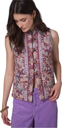 Manoush Bohemian Bloemen Mouwloos Jack - Dames - Bodywarmers - Veelkleurig - XS - Katoen - Jassen