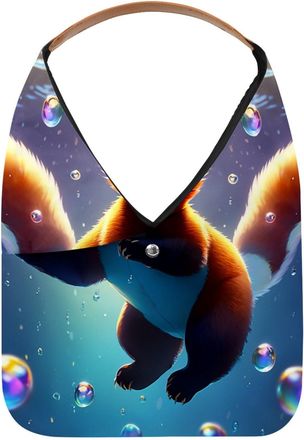 Generic Lovely Raccoon Swims Underwater Reusable Lightweight Grocery Bags - Foldable Into Compact Pouch, Washable & Sturdy, Multipurpose for Shopping and Trav