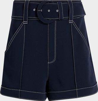 Cinq &agrave; Sept Aldi Belted Topstitch Shorts