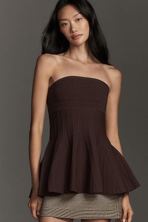 Maeve Strapless Textured Peplum Top