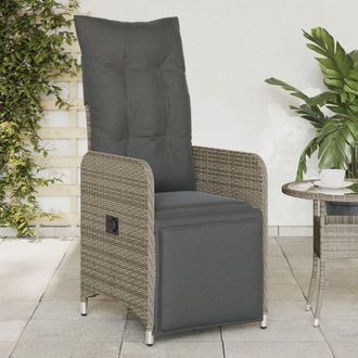 vidaXL Sillones Reclinable Jard&iacute;n Y Cojines 2 Uds Rat&aacute;n Sint&eacute;tico Gris Vidaxl