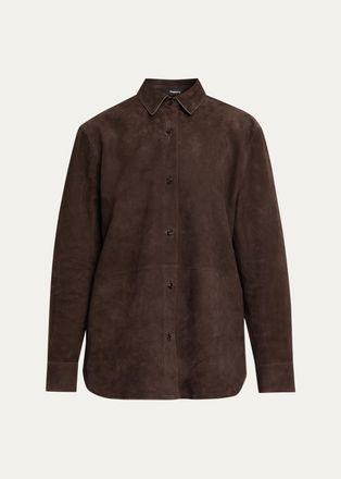 Theory Long-Sleeve Suede Menswear Shirt
