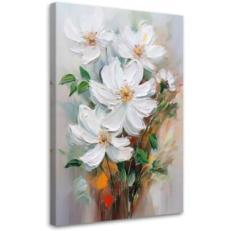 Artgeist Quadro su tela, Fiori bianchi dipinti Natura - 70x100