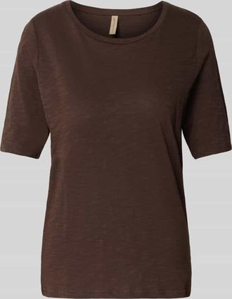 Soyaconcept T-Shirt mit Rundhalsausschnitt Modell Babette in Dunkelbraun, Gr&ouml;&szlig;e XS