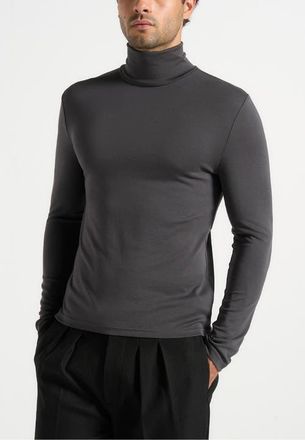 Mani&egrave;re De Voir Long Sleeve Roll Neck Top in Grey at Nordstrom, Size Xx-Large