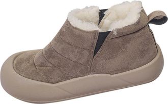 Generic Womens Platform Snow Boots Suede Warm Fur Lined Ankle Boots Slip On Anti-Slip Womens Winter Shoes Comfortable Ladies Winter Home Slippers Mid-Calf Sho