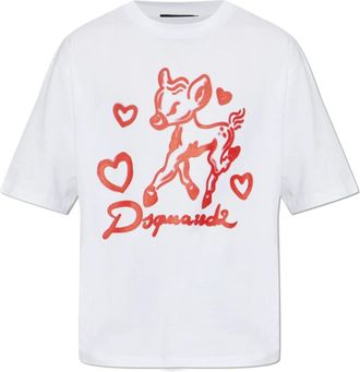 Dsquared2 Logo T-shirt - Heren - T-shirts - Wit - S - Katoen - Tops