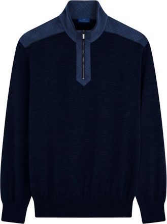 Paul & Shark Maglia mezzo zip merino extrafine - Heren - Coltruien - Blauw - 2XL - Wol - Truien & Vesten