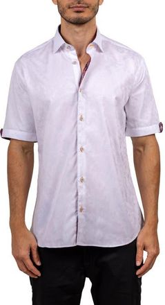 Maceoo Galileo Ascension 0076 Contemporary Fit Short Sleeve Button-Up Shirt in White at Nordstrom, Size 5