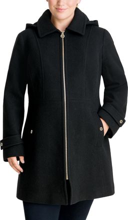 Michael Michael Kors Womens Plus Size Hooded Point-Collar Coat