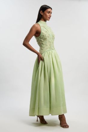 Karen Millen Womens Cornelli Embellished Taffeta Prom Dress - Mint - Size 12 UK