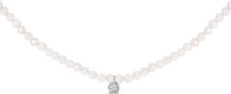 House of Brilliance Sterling Silver Moonstone Bead Station Necklace with Diamond Accent