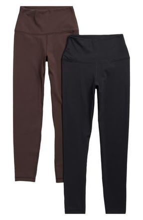 Yogalicious PolarLux Assorted 2-Pack Everyday Fleece Leggings in Chocolate Mousse/Black at Nordstrom Rack, Size Small