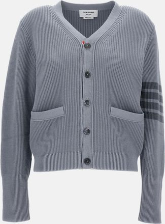 Thom Browne Grey V-Neck Striped Cardigan