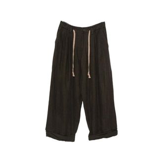 Ziggy Chen Wide Trousers, male, Brown, Size: M Rolled-up Wide Leg Trousers