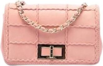 Chanel Pre-owned Quilted Lambskin Crossbody - Dames - Pre-owned - Roze - Maat: ONE Size Leer