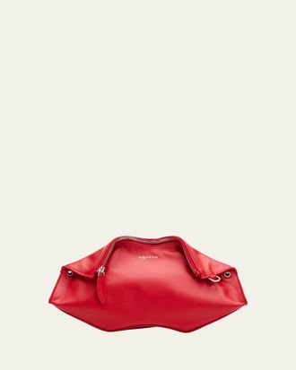 Alexander McQueen Manta Sculptural Smooth Leather Clutch Bag
