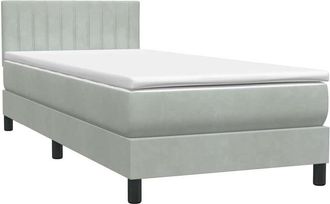 vidaXL Cama Box Spring Con Colch&oacute;n Terciopelo Gris Claro 90x210 Cm Vidaxl