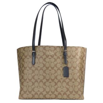 Coach Signature Black Brown Pvc Leather Tote Bag (Pre-Owned)