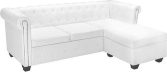 vidaXL Vidaxl - Sof&aacute; Chesterfield En Forma L Cuero Artificial Blanco