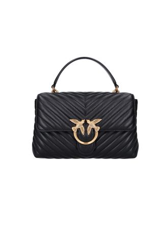 Pinko Black Quilted Leather Lady Love Puff Top Handle Bag