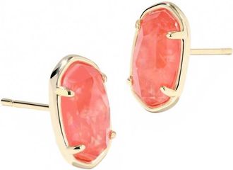 Kendra Scott Womens Grayson Stone Stud Earrings In Gold Papaya Iridescent Mop