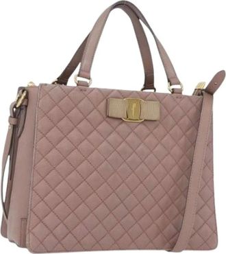 Ferragamo Pre-owned Handbags, female, Purple, Size: ONE SIZE Pre-owned Leather Handbag