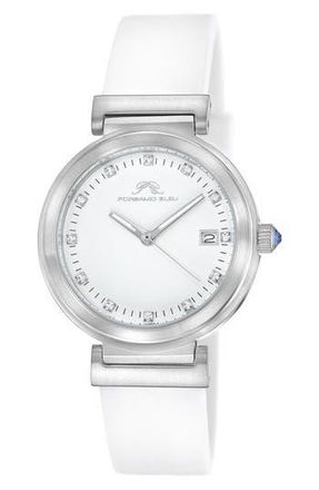 Porsamo Bleu Womens Dahlia Silicone Strap Watch, 34mm in Silver-White at Nordstrom Rack