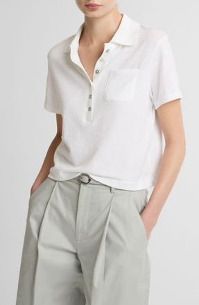 Vince Pocket Crop Cotton Polo in Optic White at Nordstrom, Size Xx-Small