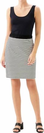 Karen Kane Stripe Short Skirt In Ivory With Black