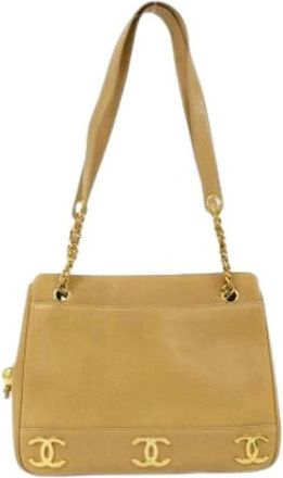 Chanel Pre-owned Vintage Schoudertas - Dames - Vintage Schoudertas - Beige - ONE Size - Leer - Vintage
