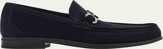 Ferragamo Mens Grandioso Suede Gancio-Bit Loafers