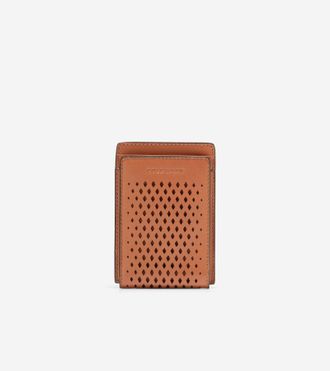 Cole Haan Mens Washington Perforated Card Case - Brown