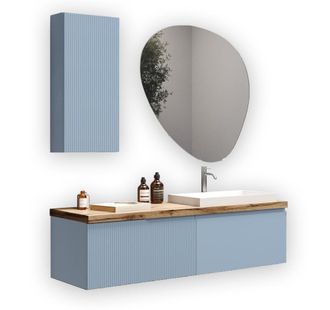 Aquadesign Mueble de ba&ntilde;o 6 piezas en mdf azul tiffany