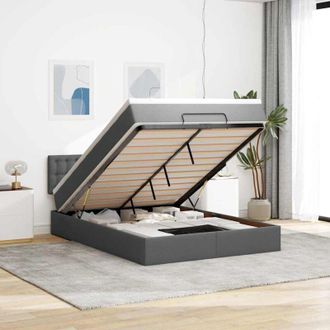 vidaXL Cama Otomana Con Colch&oacute;n Led Gris Oscuro 140x190 Cm Tela