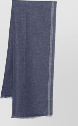 Brunello Cucinelli linen scarf contrasting stripe fringed edges