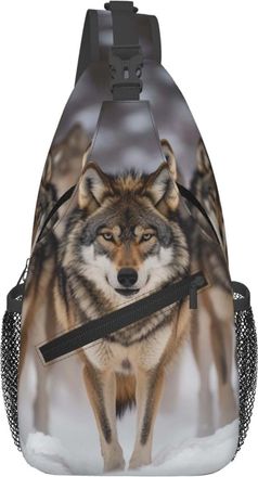 Generic Pack Of Wolves Sling Bag Trendy Crossbody Bag Anti Theft Crossbody Bags For Cycling Traveling Camping
