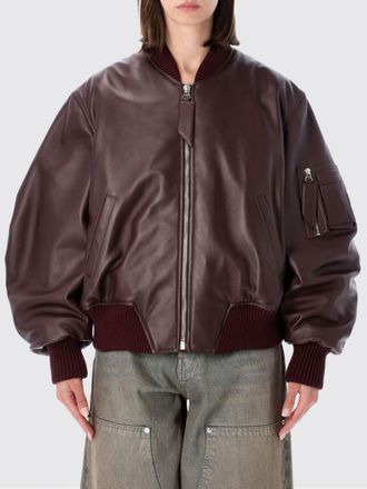 The Attico Bomber oversize in pelle nera con spalle cadute