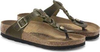 Birkenstock Womens Gizeh Braided Sandal In Olive Green