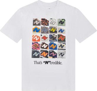 New Balance Boys Celebrated Icons Graphic T-Shirt in White Cotton, size 10-11 Y