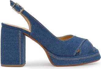Castaner Schoenen, Dames, Blauw, 41 EU, Denim, Sandaal met 10cm hak