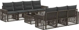 vidaXL Conjunto De Sof&aacute;s De Jard&iacute;n 8 Uds. Gris Rat&aacute;n Sint&eacute;tico Vidaxl