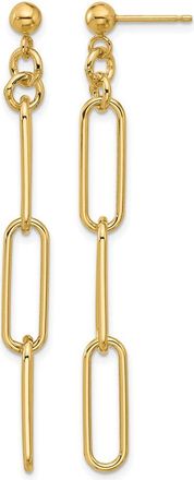 Diamond2Deal 14K Yellow Gold Paperclip Link Drop Dangle Earrings