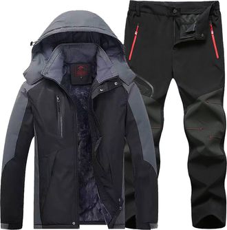 Generic MenS Waterproof Outdoor Ski Set, Thermal Windproof Jacket And Pants, Breathable Winter Snowboarding Suit, Insulated Hiking And Snow Gear, Weather-Resi