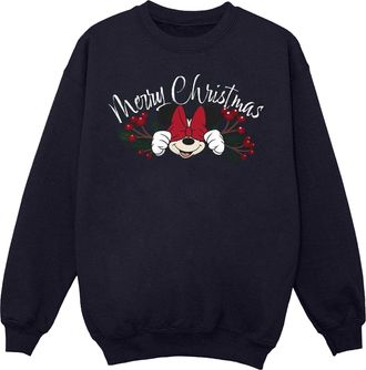 Disney Dames/Dames Minnie Mouse Kerstmis Holly Sweatshirt (Marineblauw)