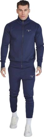 Siksilk Slanke trainingsjas met trechterhals en logo voor heren (Marine)