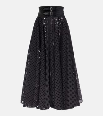 Alaia Ala&iuml;a Cotton-blend midi skirt