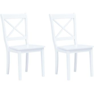 vidaXL Sedie da Pranzo 2 pz Bianche in Legno Massello di Hevea - Vidaxl